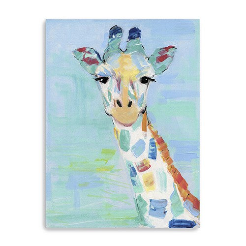 24" x 18" Pastel Patchwork Giraffe Canvas Wall Art