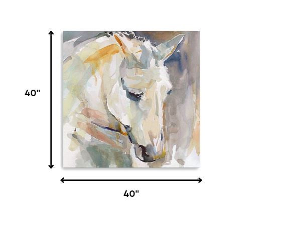 40" x 40" Abstract Watercolor Horse Canvas Wall Art