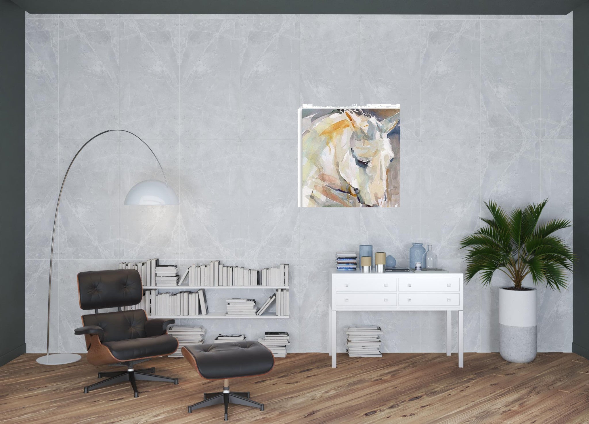 40" x 40" Abstract Watercolor Horse Canvas Wall Art