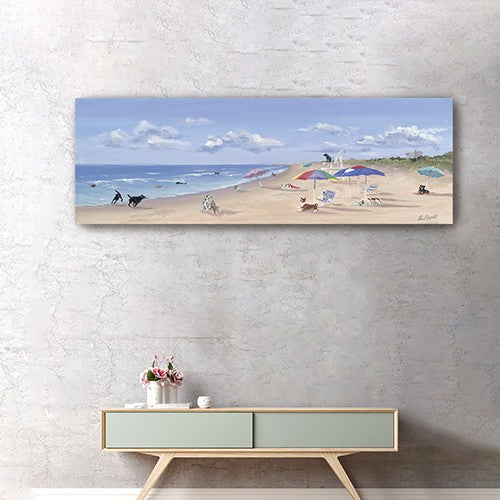 Large Dogs Playing at the Beach Canvas Wall Art