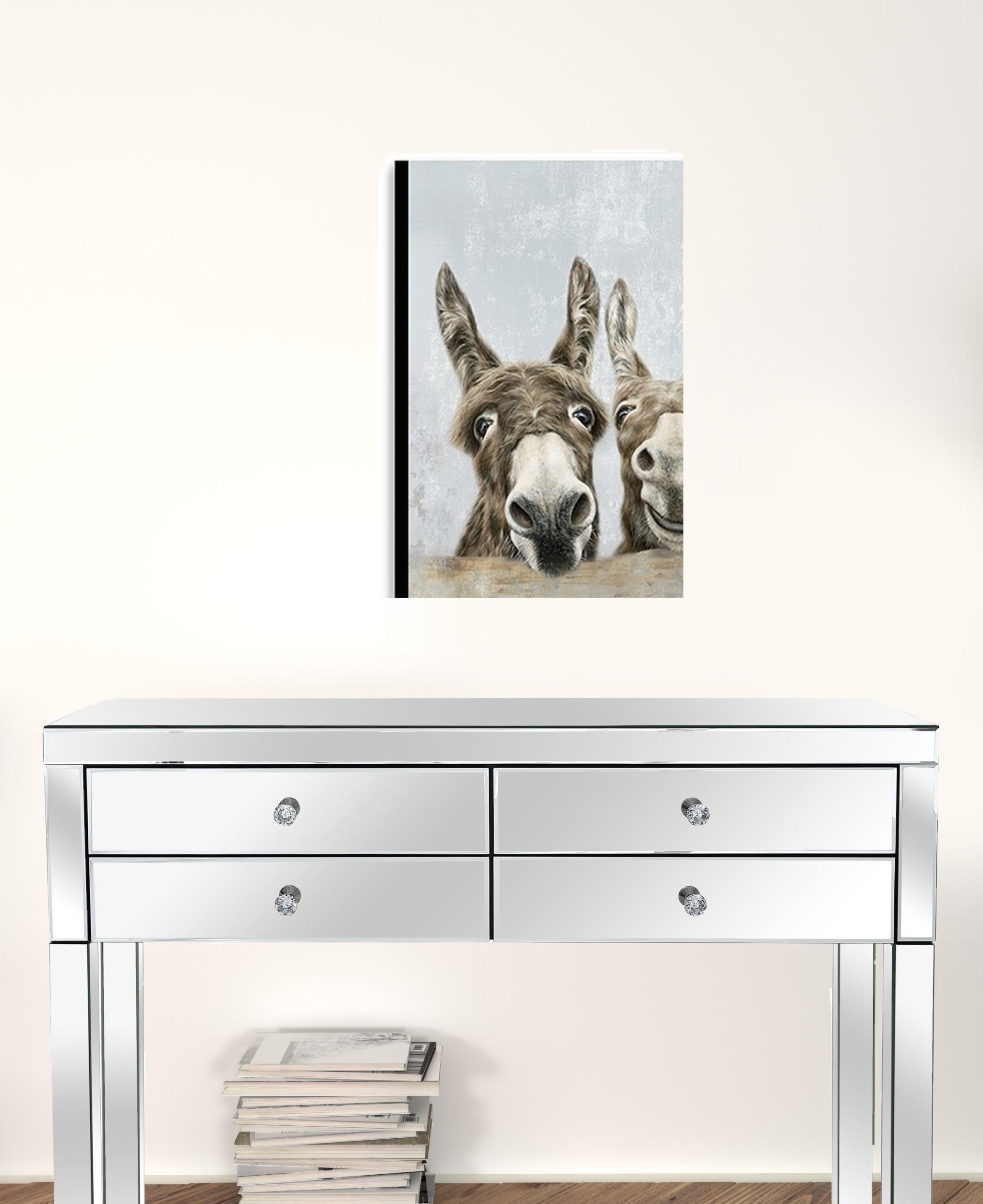 Cute Donkeys Canvas Unframed Print Wall Art