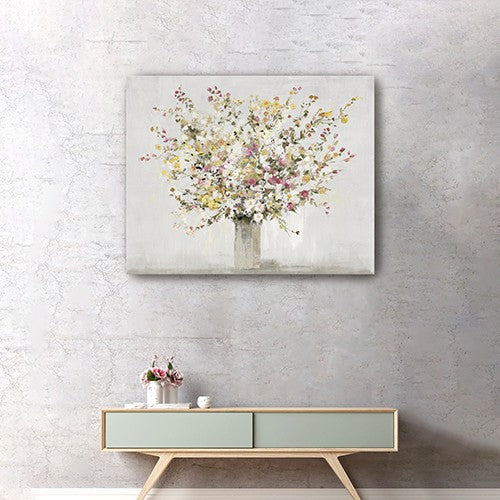 Large Colorful Wildflowers in a Vase Canvas Wall Art