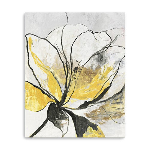 Modern Yellow And Black Flower Unframed Print Wall Art