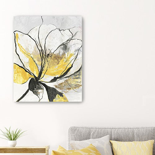 Modern Yellow And Black Flower Unframed Print Wall Art