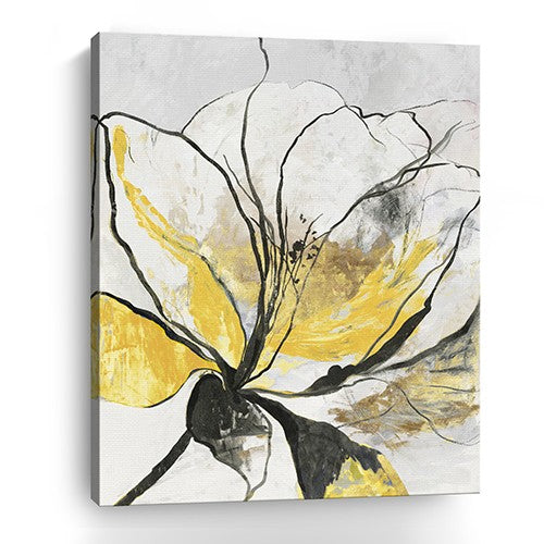 Modern Yellow And Black Flower Unframed Print Wall Art