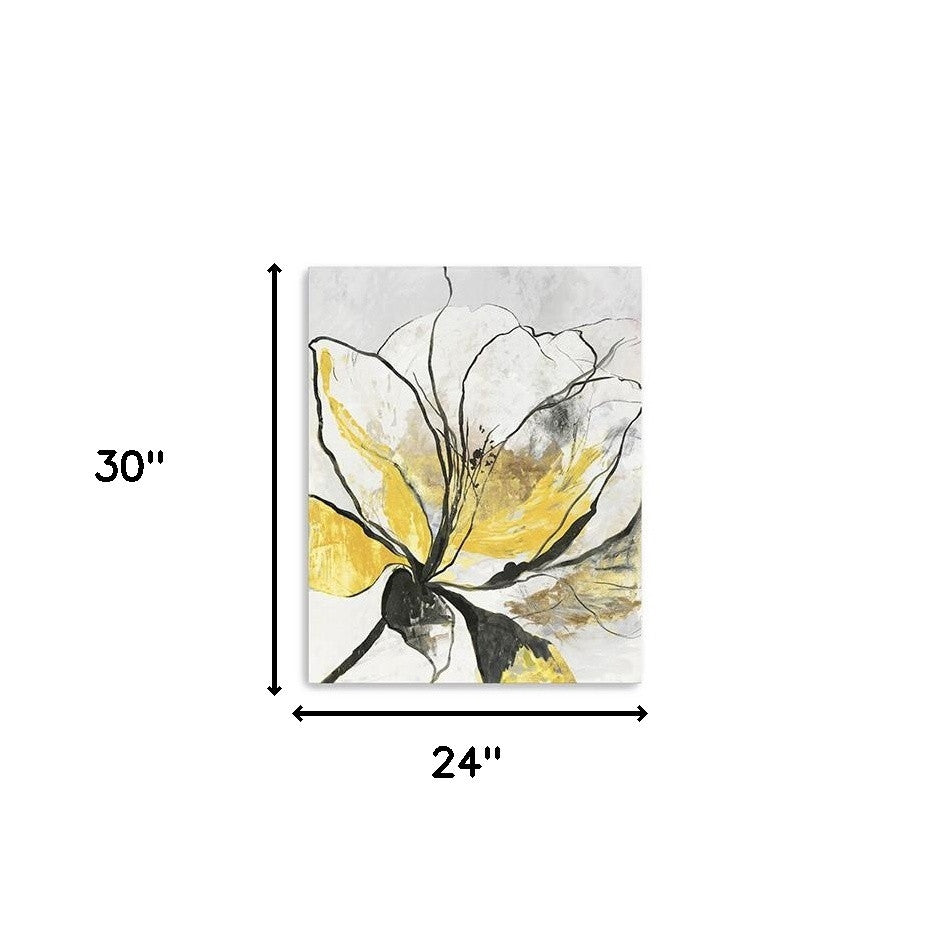 Modern Yellow And Black Flower Unframed Print Wall Art