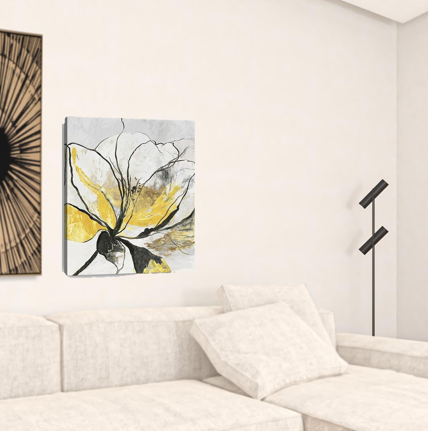 Modern Yellow And Black Flower Unframed Print Wall Art