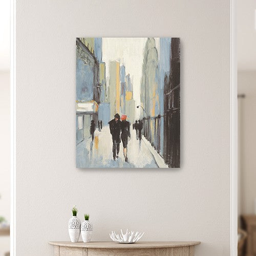 30" x 24" Watercolor Walk in the City Canvas Wall Art