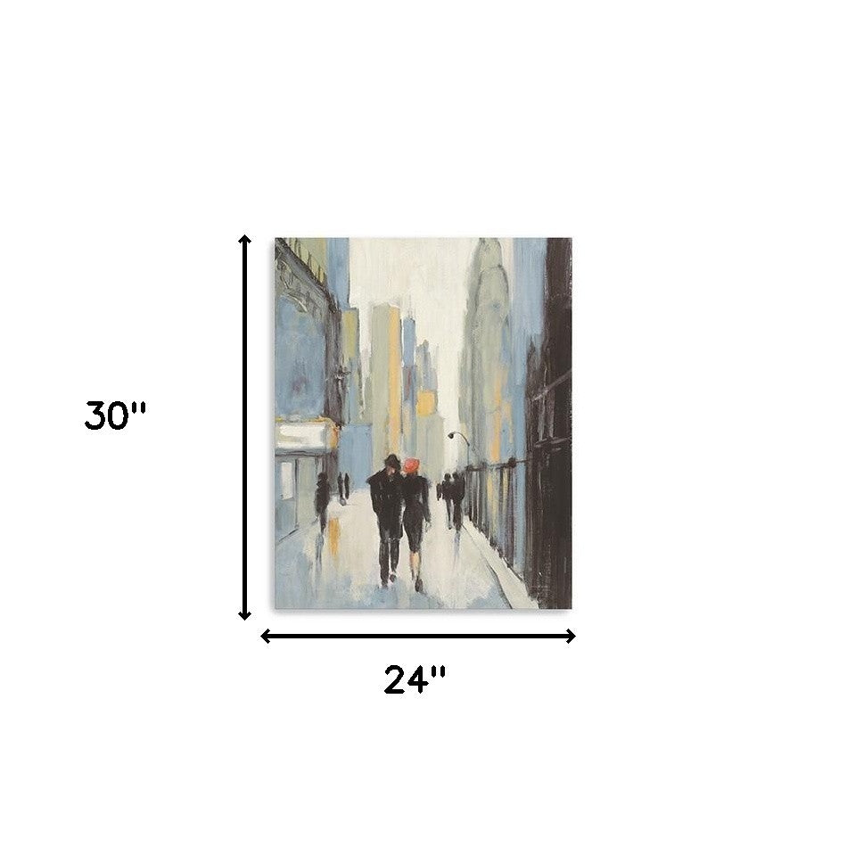 30" x 24" Watercolor Walk in the City Canvas Wall Art