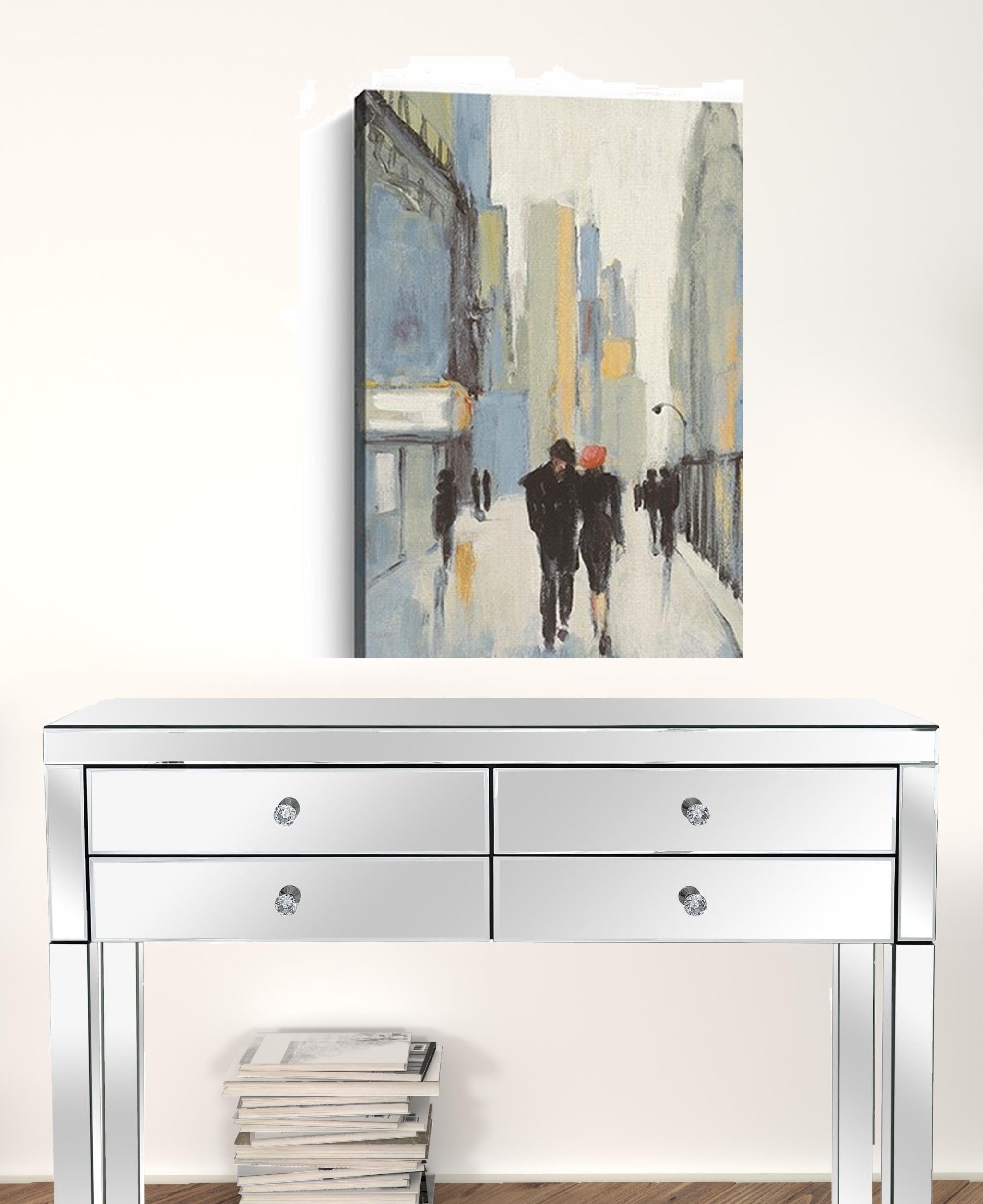 30" x 24" Watercolor Walk in the City Canvas Wall Art