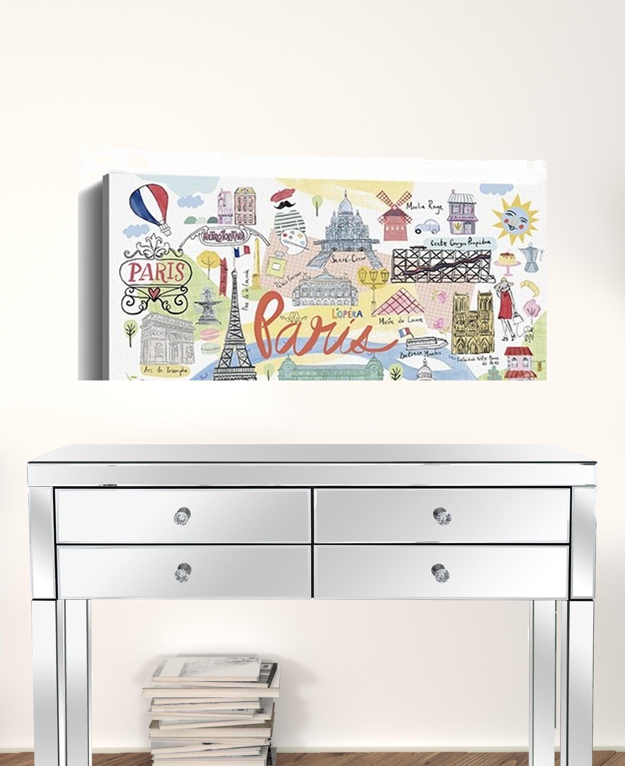 Fun Illustrated Paris Map Unframed Print Wall Art