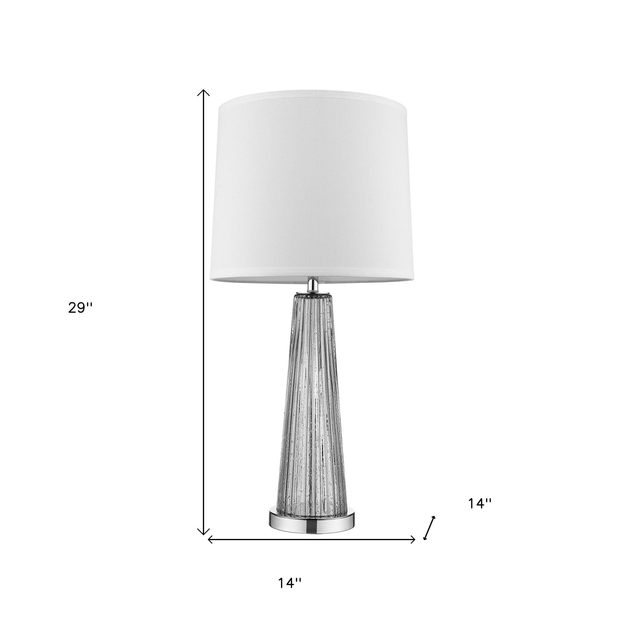 29" Silver Metal Table Lamp With White Empire Shade