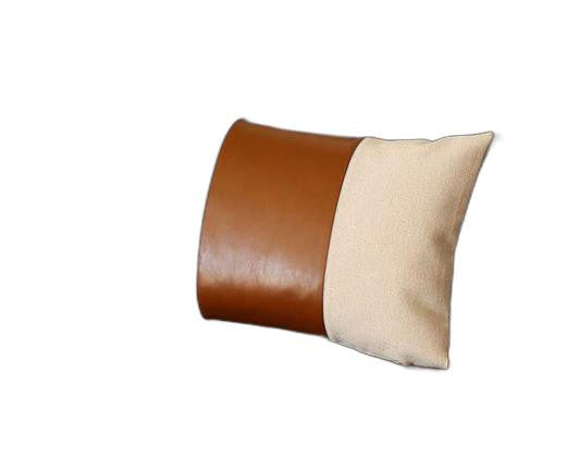 White Base and Brown Center Lumbar Throw Pillow