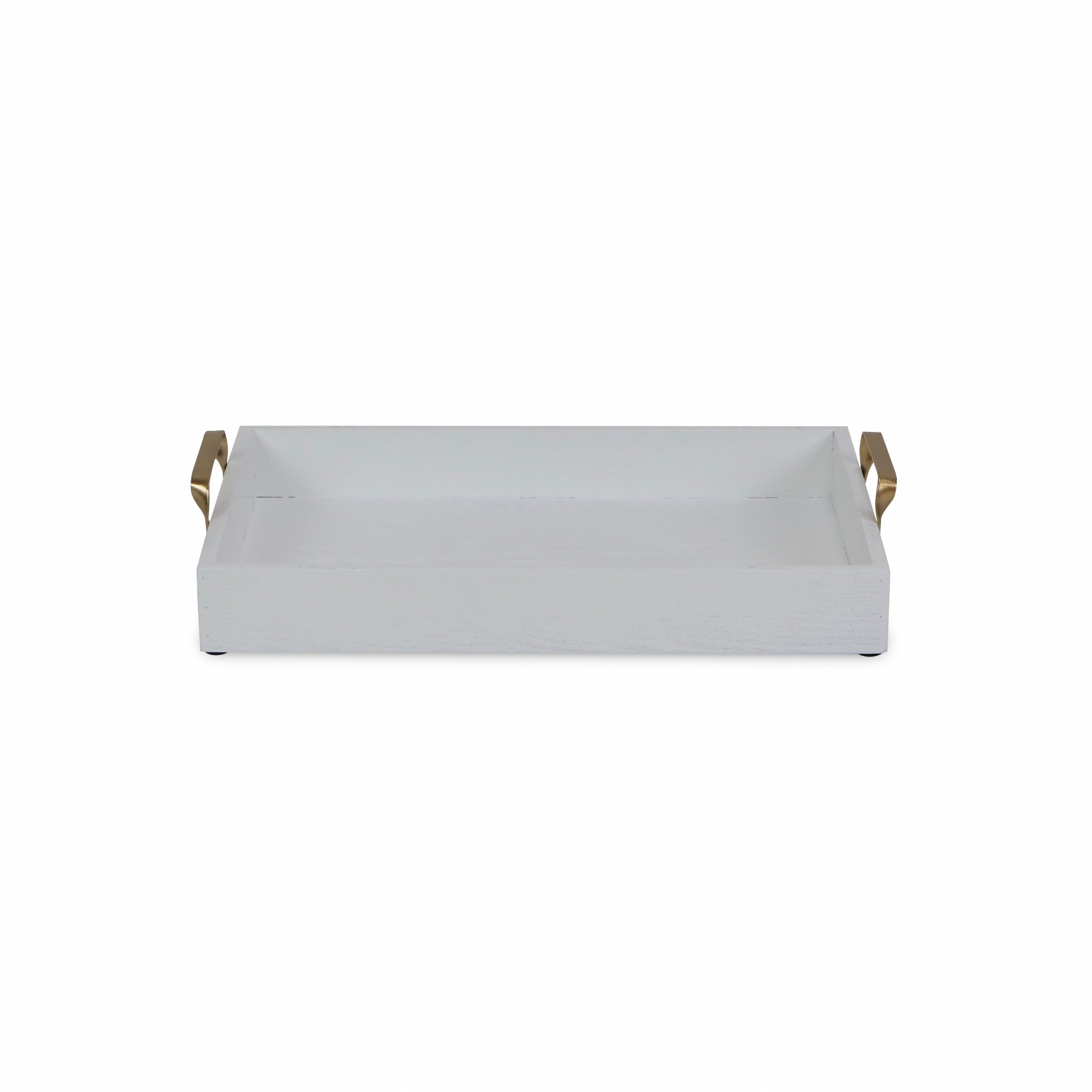 White Wooden Tray with Gold Handles