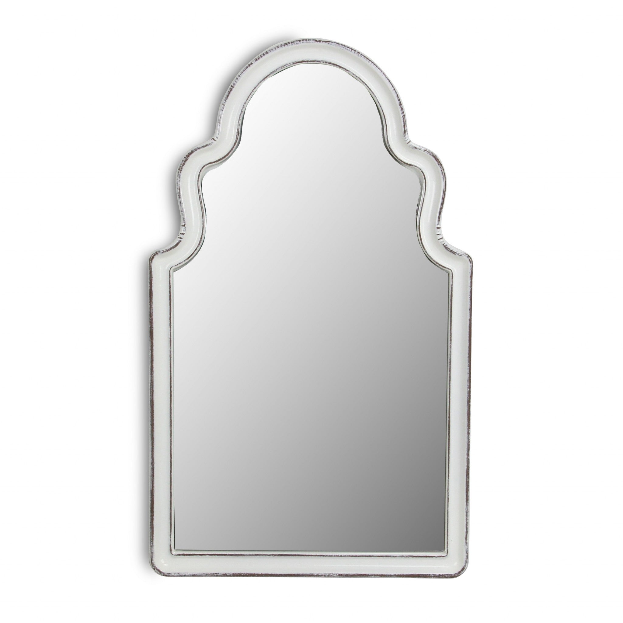 Vintage Curved White Wall Mirror