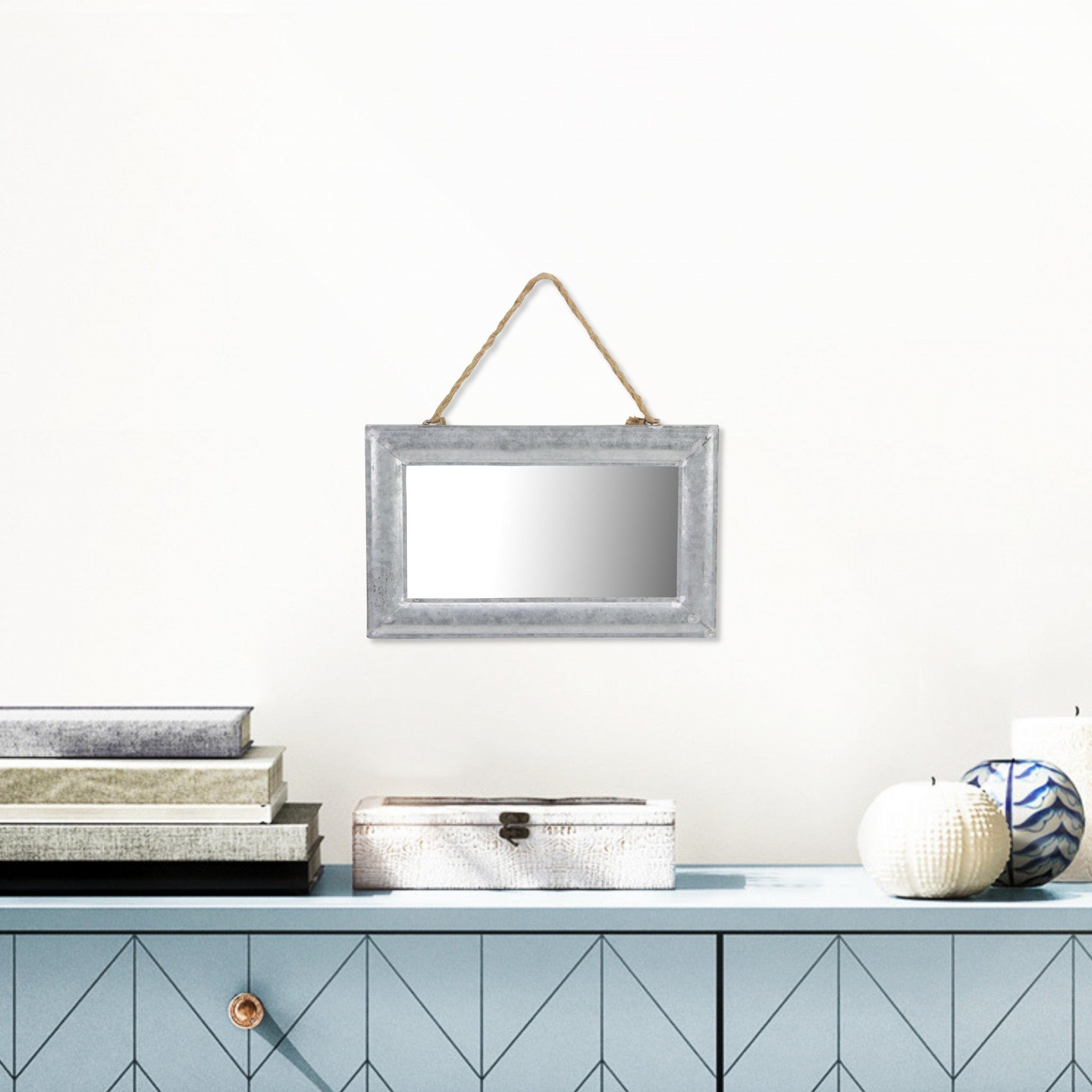 Galvanized Metal Hanging Mirror