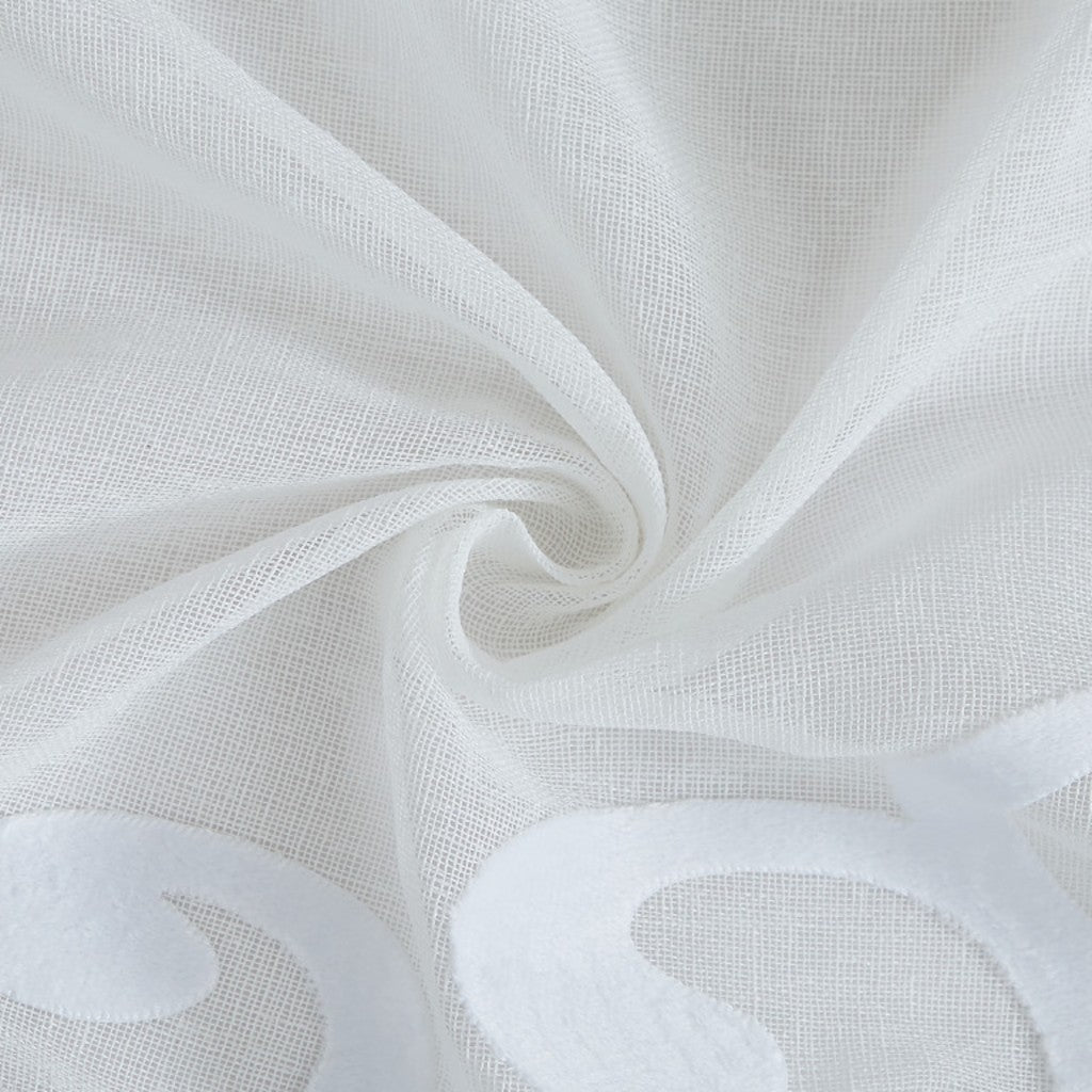 White Contemporary Velvet Scroll Shower Curtain