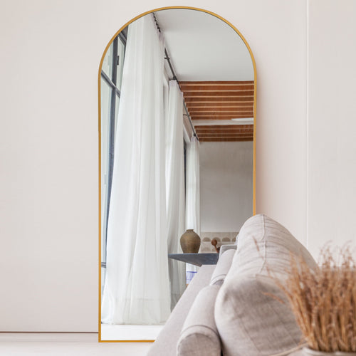 Gold Arched Full-length Standing Mirror