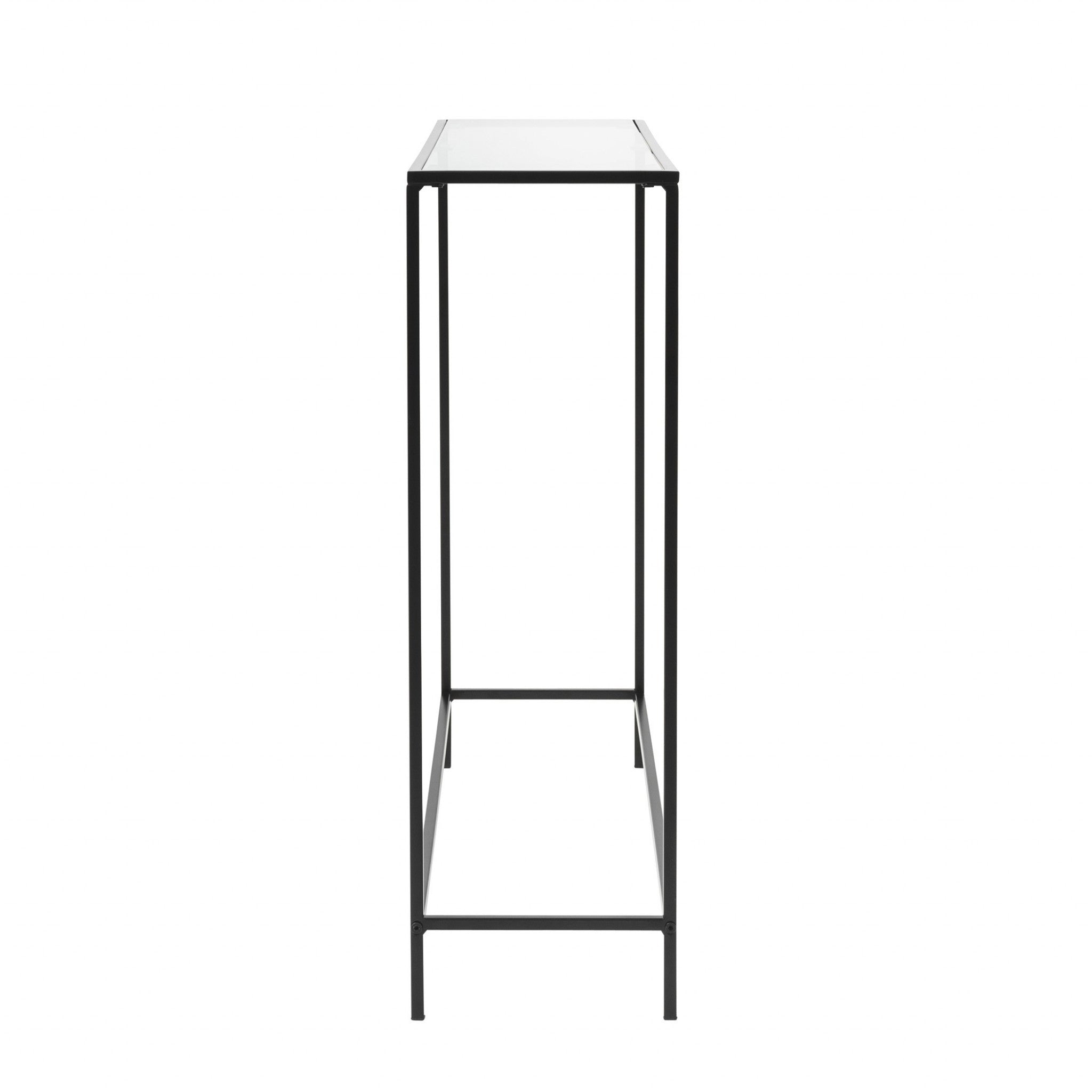 Minimalist Clear Glass and Black Console Table