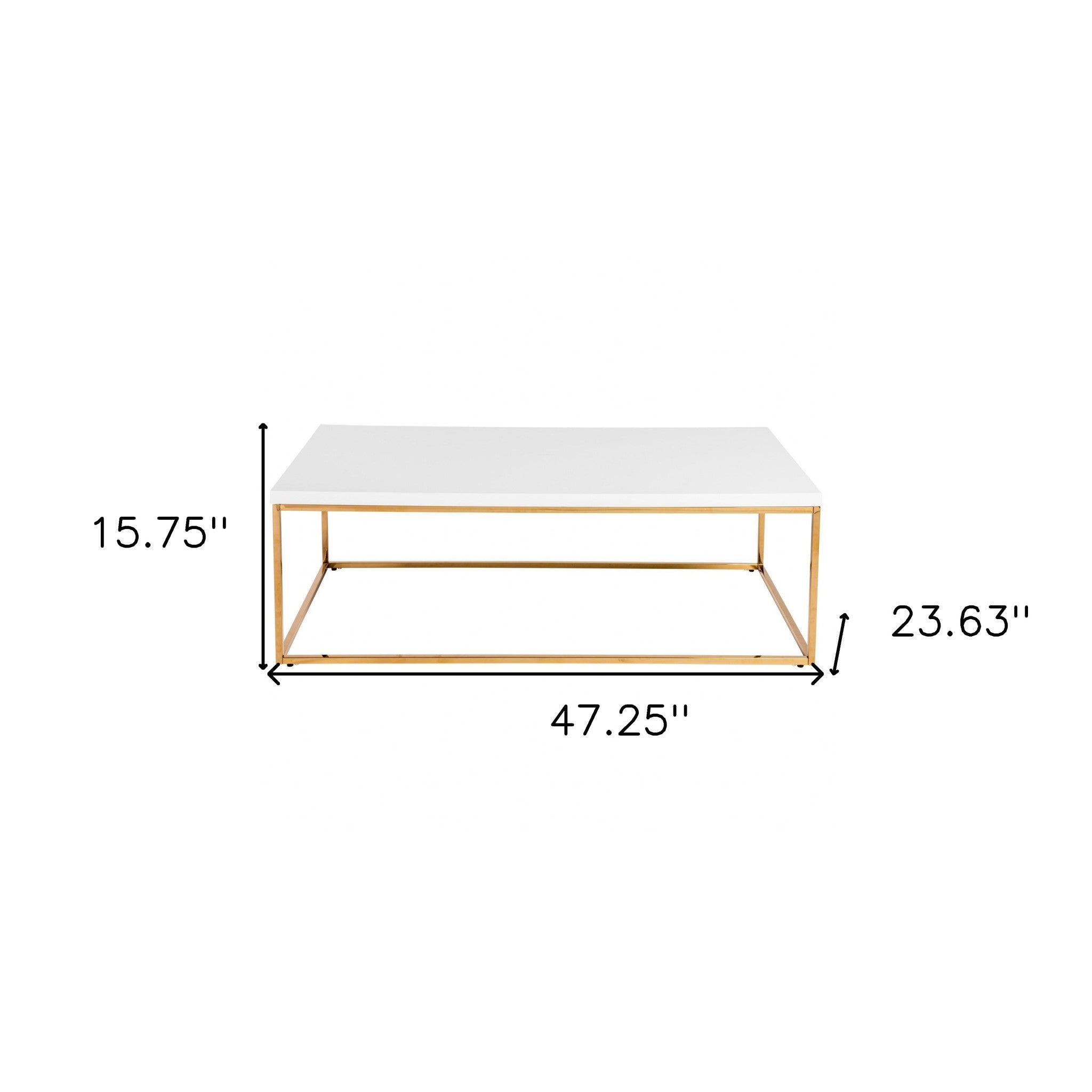 White and Gold High Gloss Coffee Table