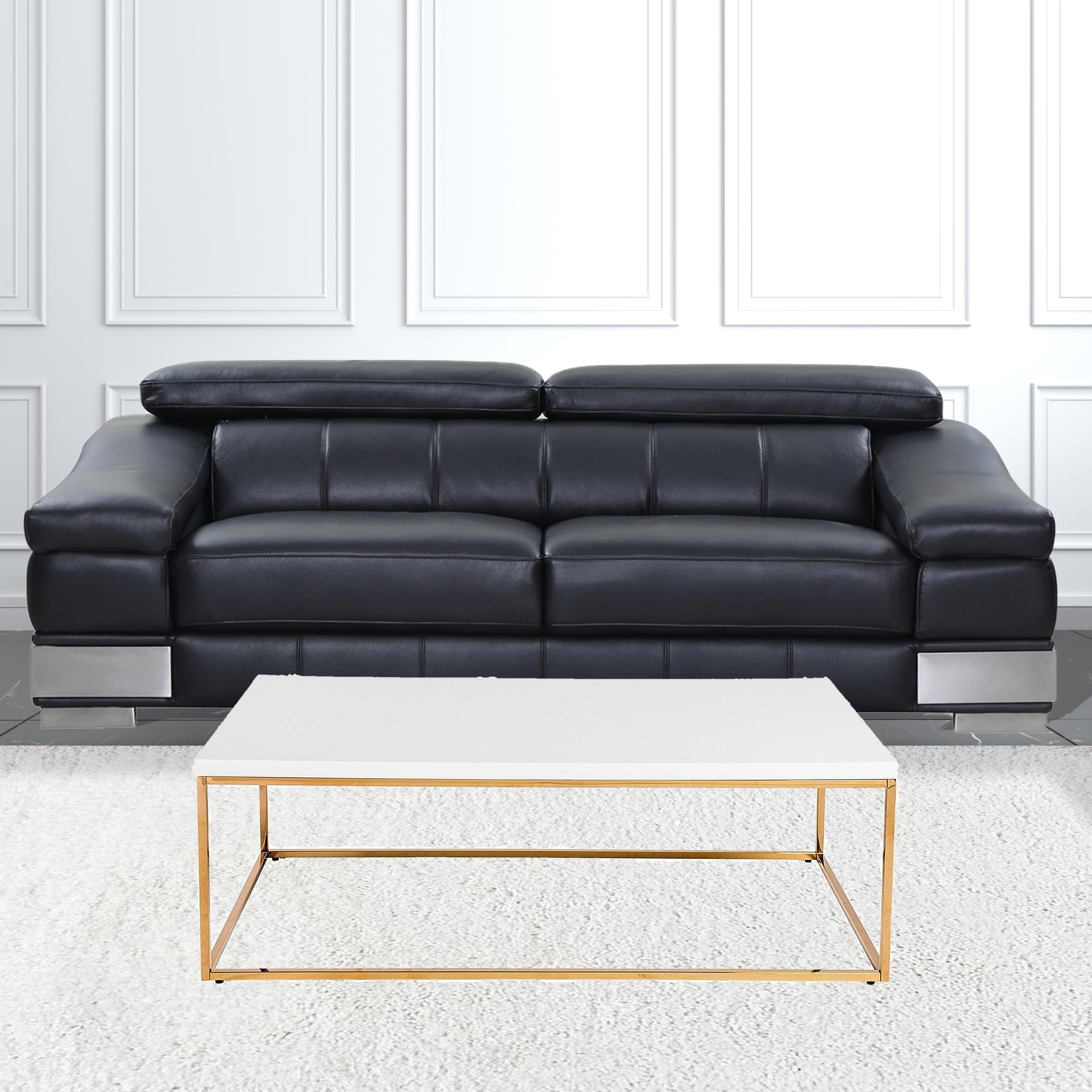 White and Gold High Gloss Coffee Table