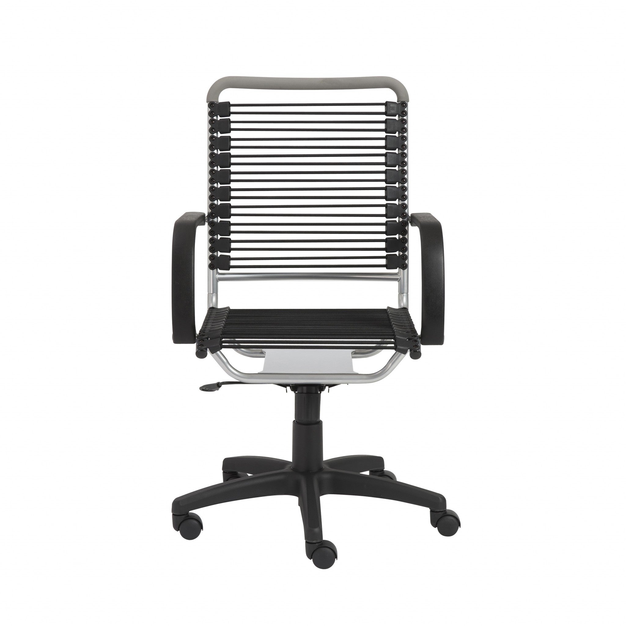 Black Swivel Adjustable Task Chair Bungee Back Steel Frame