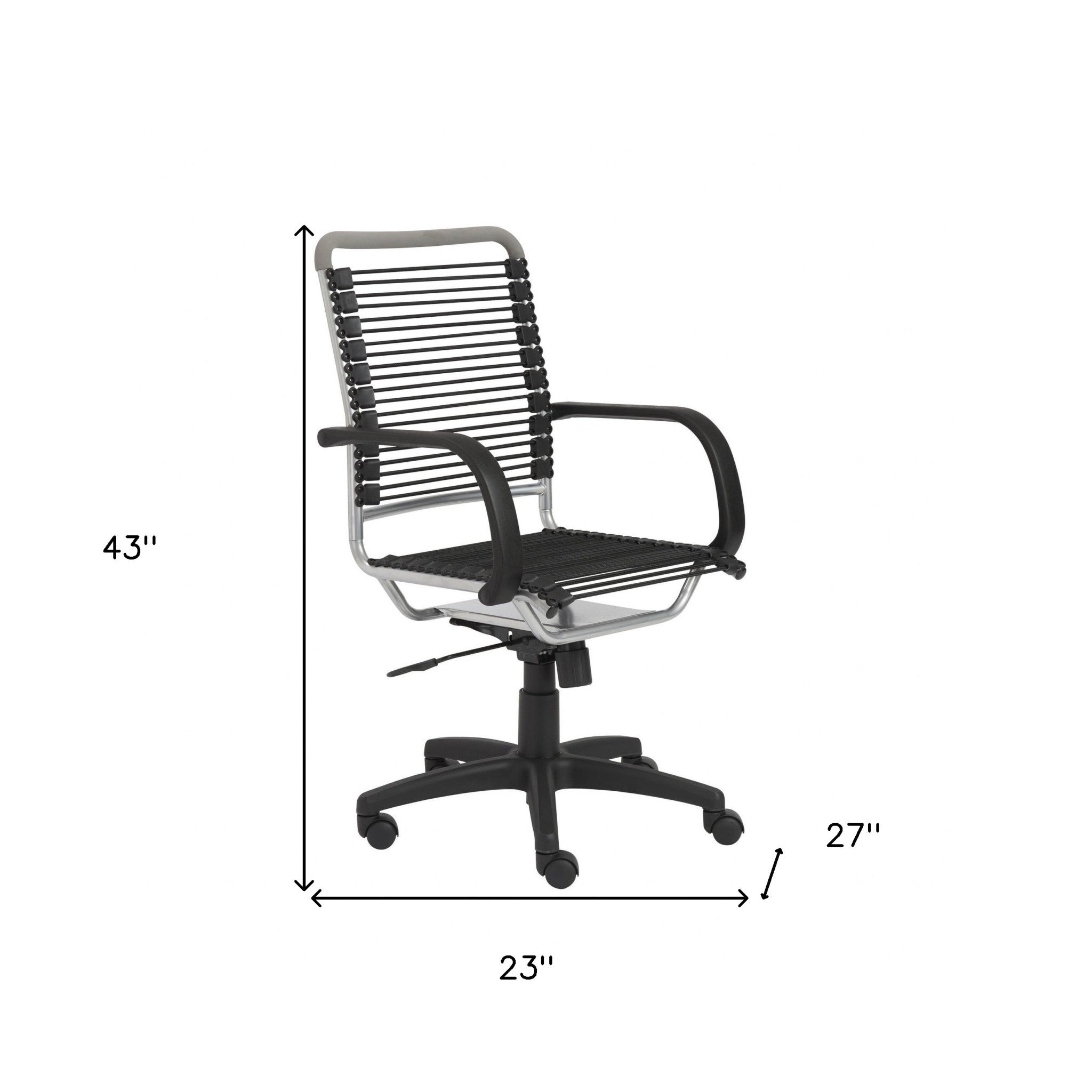 Black Swivel Adjustable Task Chair Bungee Back Steel Frame