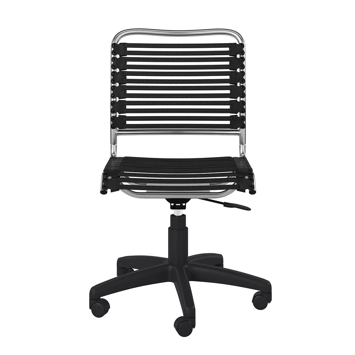 Black Swivel Adjustable Task Chair Bungee Back Steel Frame