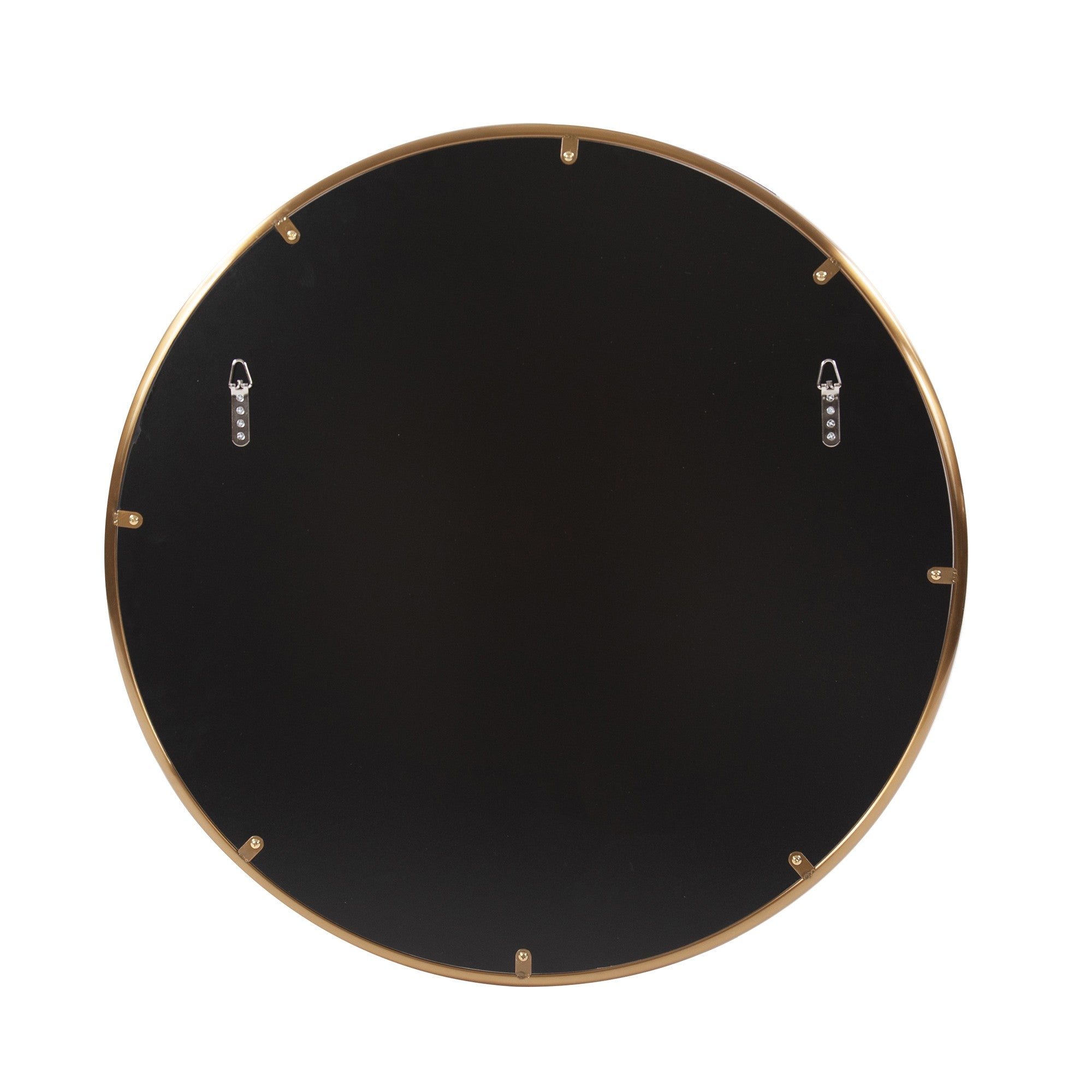 32" Antiqued Brushed Brass Round Wall Mirror