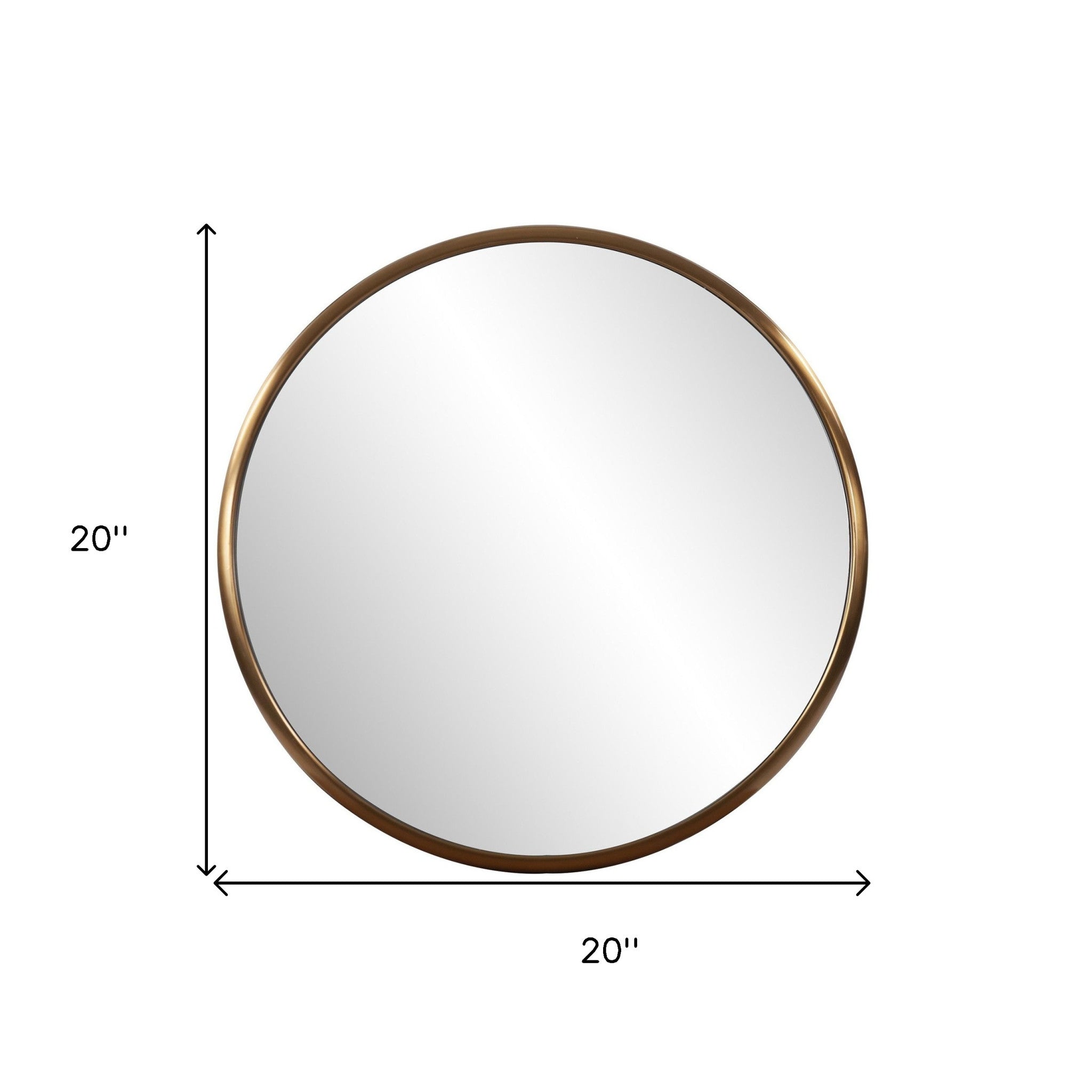 20" Antiqued Brushed Brass Round Wall Mirror