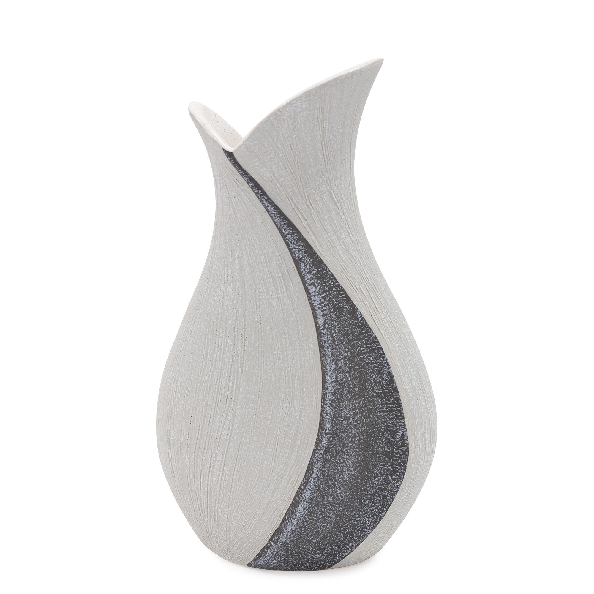 Modern Organic Two Tone Gray Speckle Tall Ceramic Vase