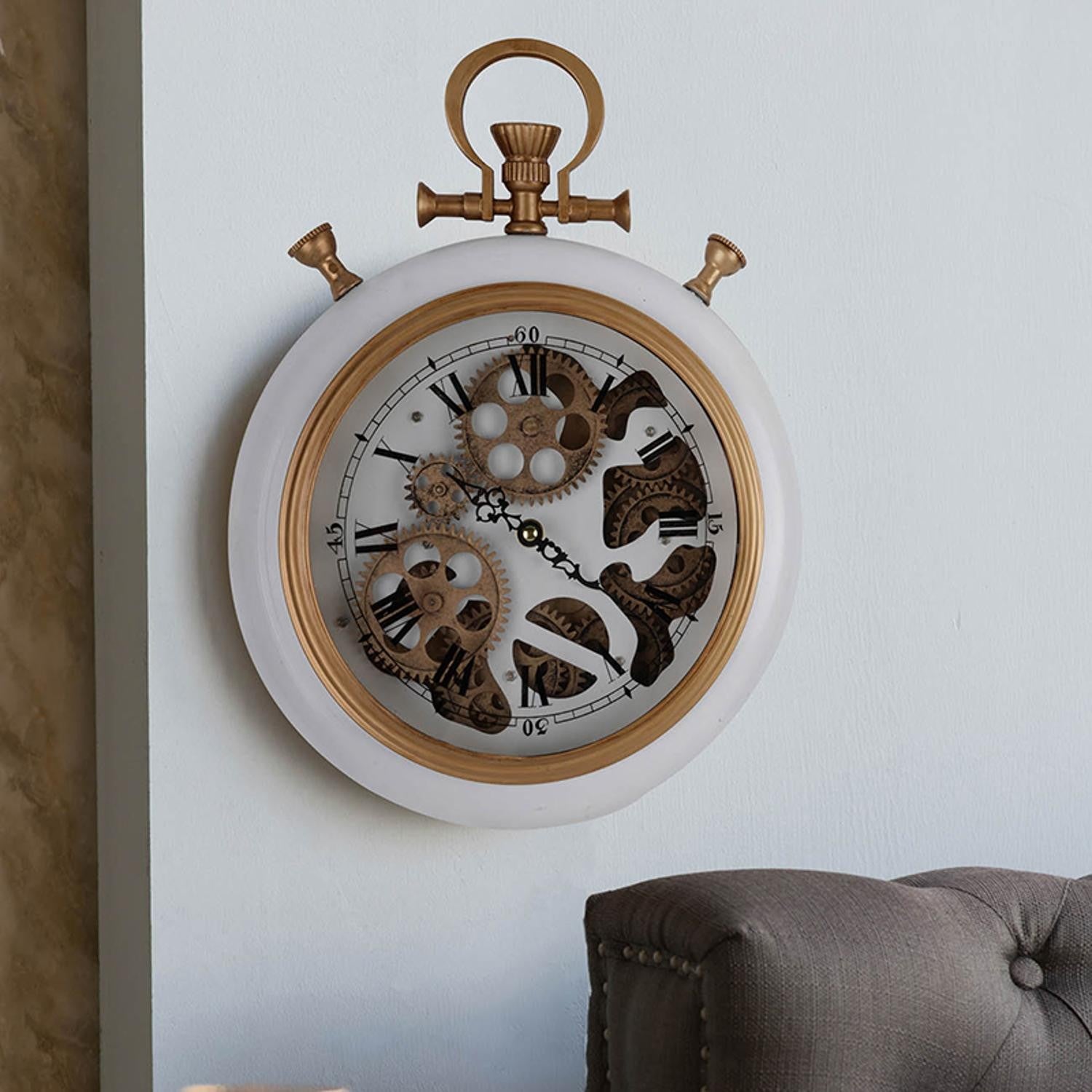 White and Gold Pocket Styled Vintage Wall Clock