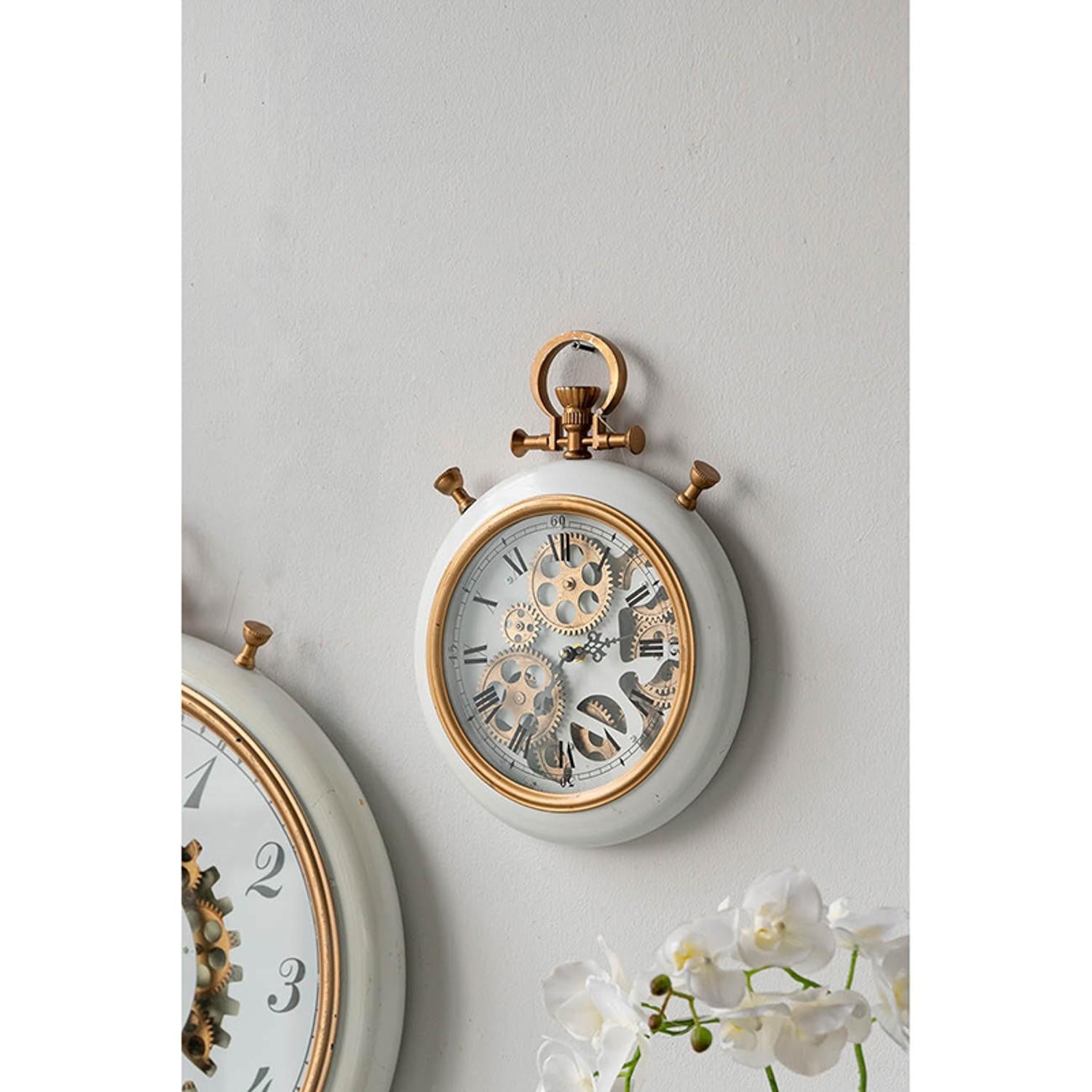 White and Gold Pocket Styled Vintage Wall Clock