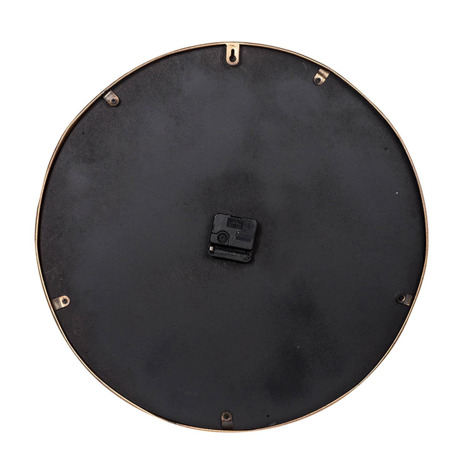 Modern Black Faux Marble and Gold Round Wall Clock