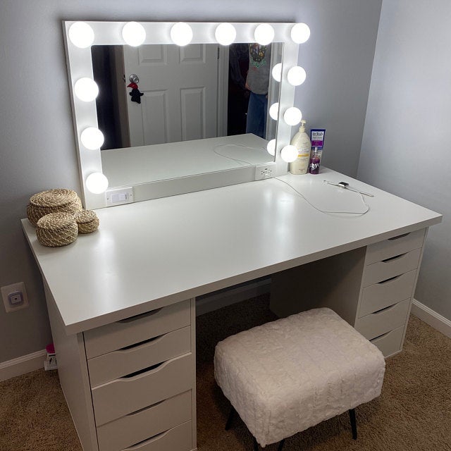 White Rectangle Accent Wood Mirror