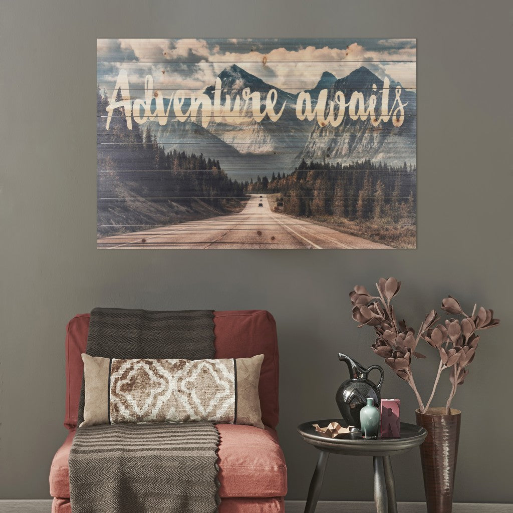 Adventure Awaits Wood Plank Wall Art