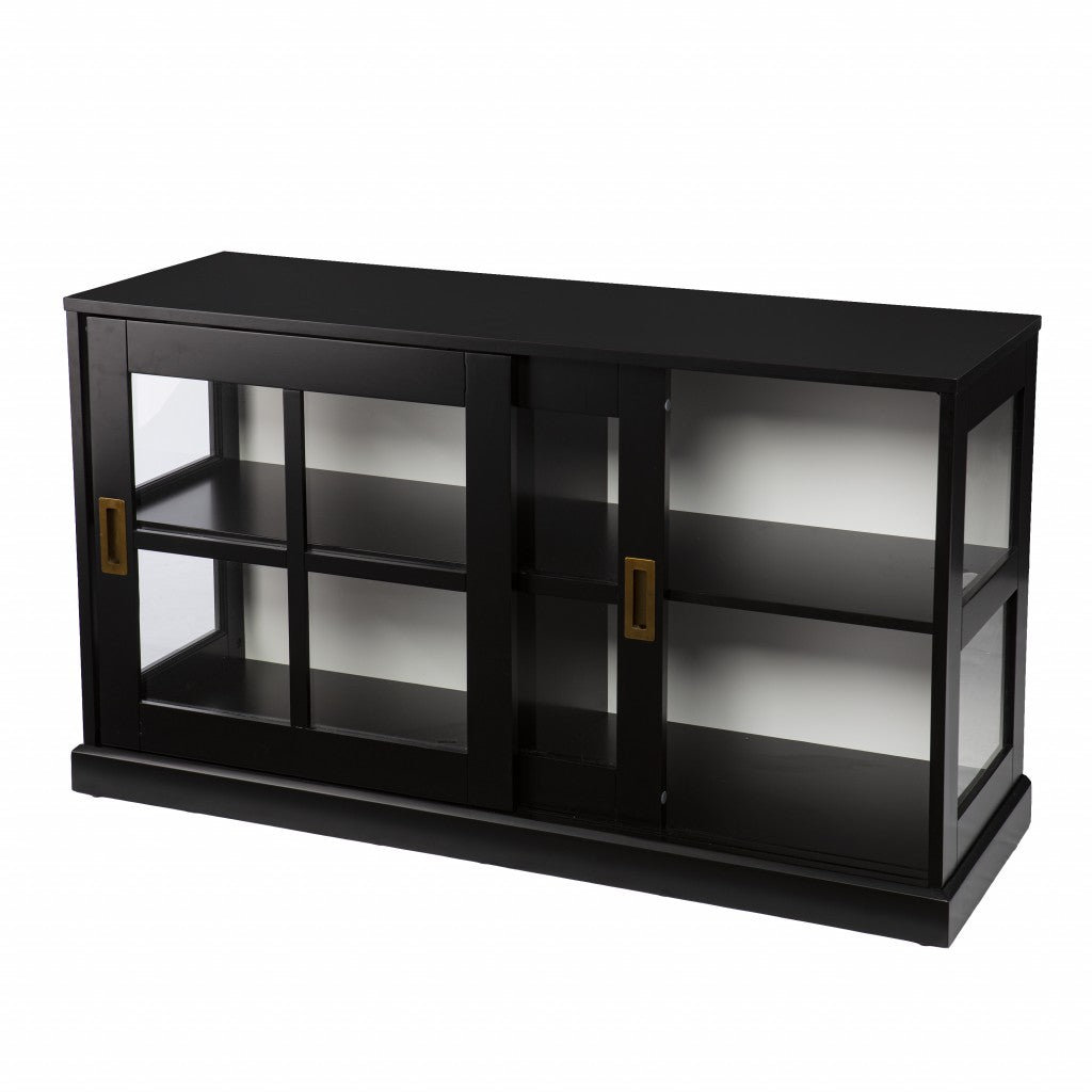 Dynasty Contemporary Black and White Low Curio Cabinet