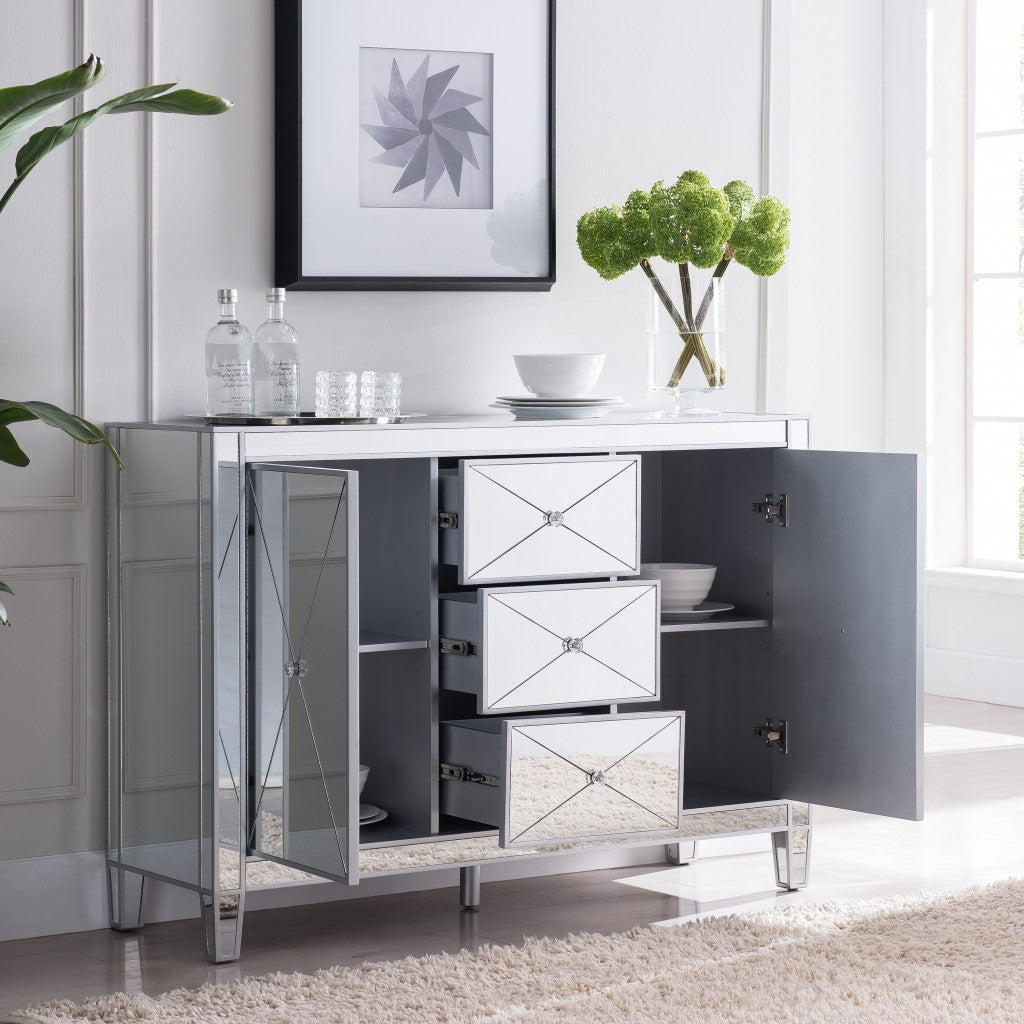 Glamorous Mirrored Bling Multi Storage Accent Cabinet