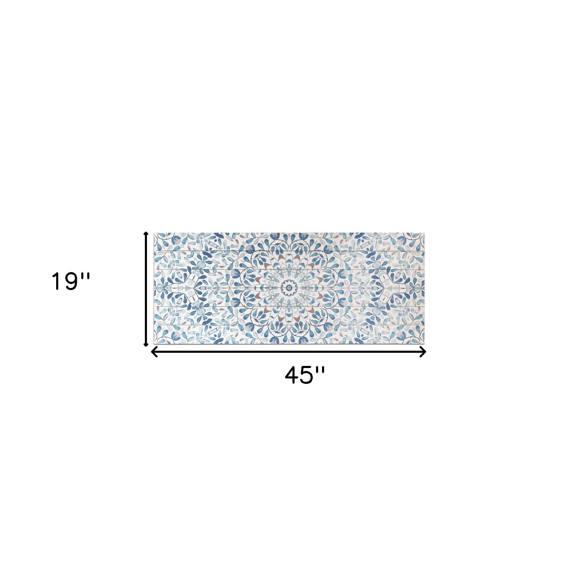 Shades of Blue Ornate Floral Wood Plank Wall Art