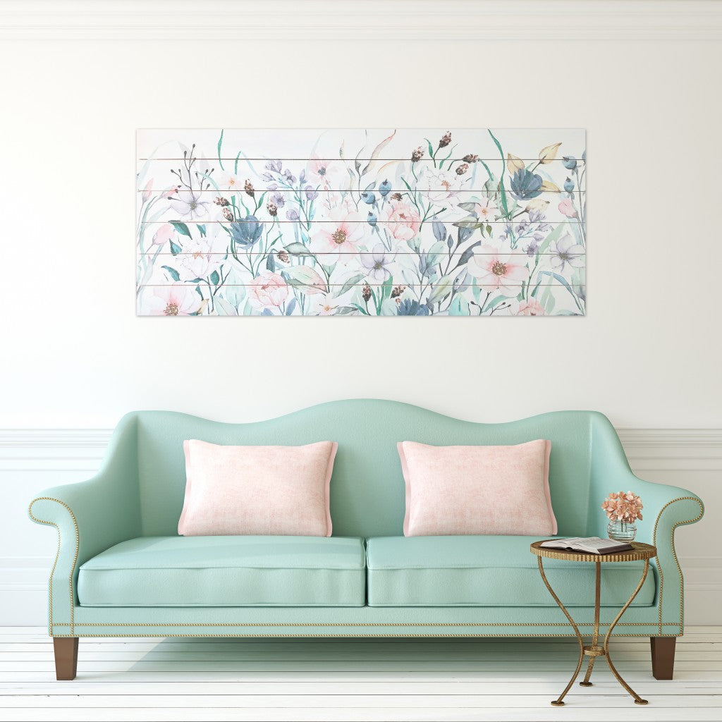 Pretty in Pink Flower Garden Wood Plank Wall Art