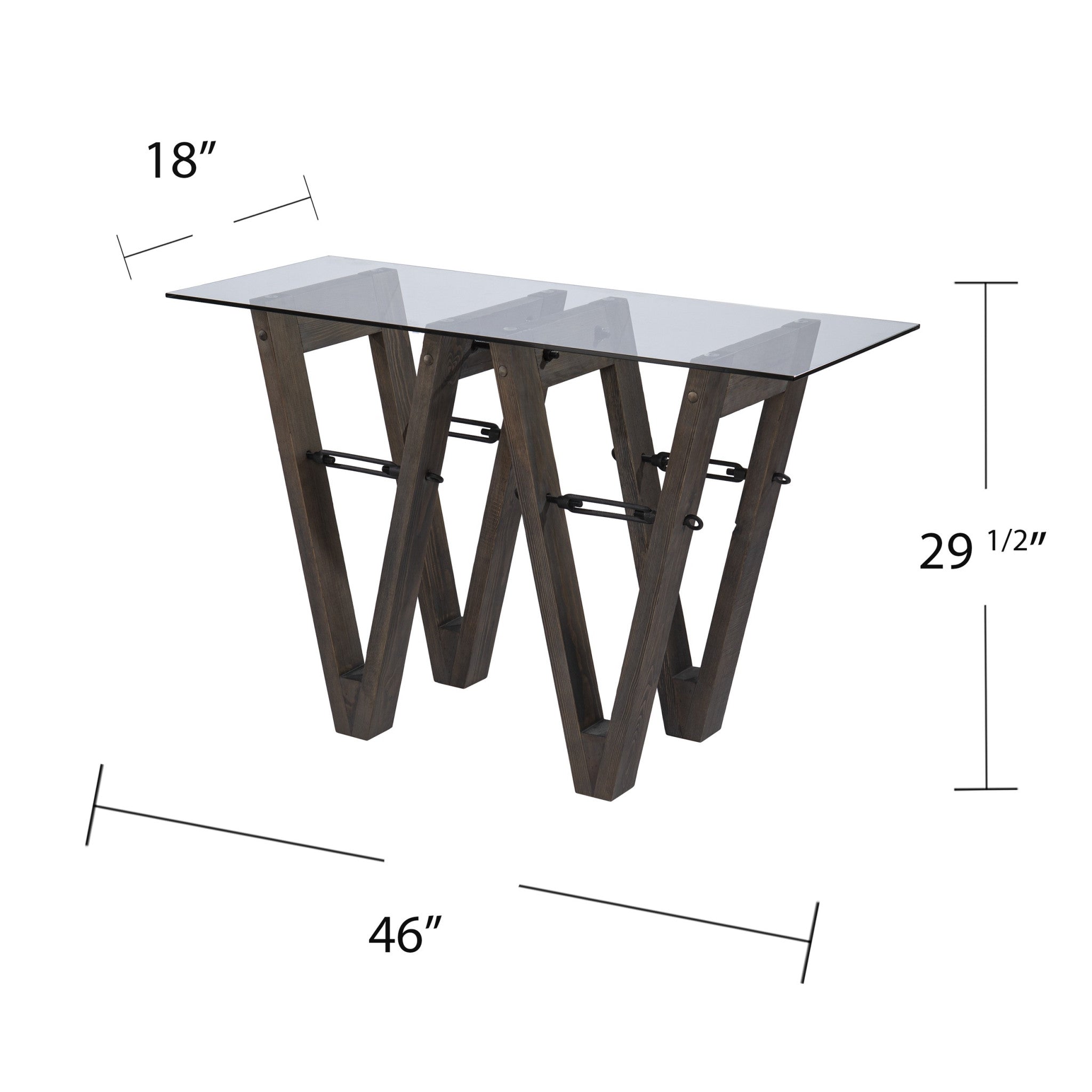 46" Clear and Gray Brown Glass Abstract Console Table