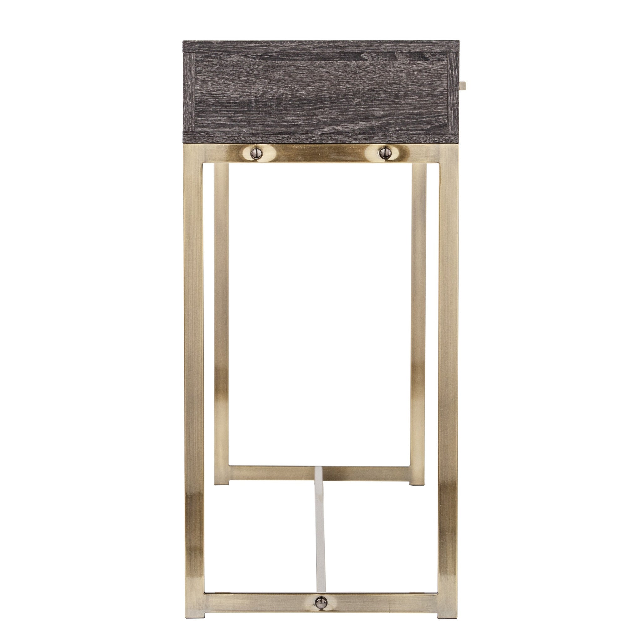 48" Gray and Gold Sled Console Table With Storage