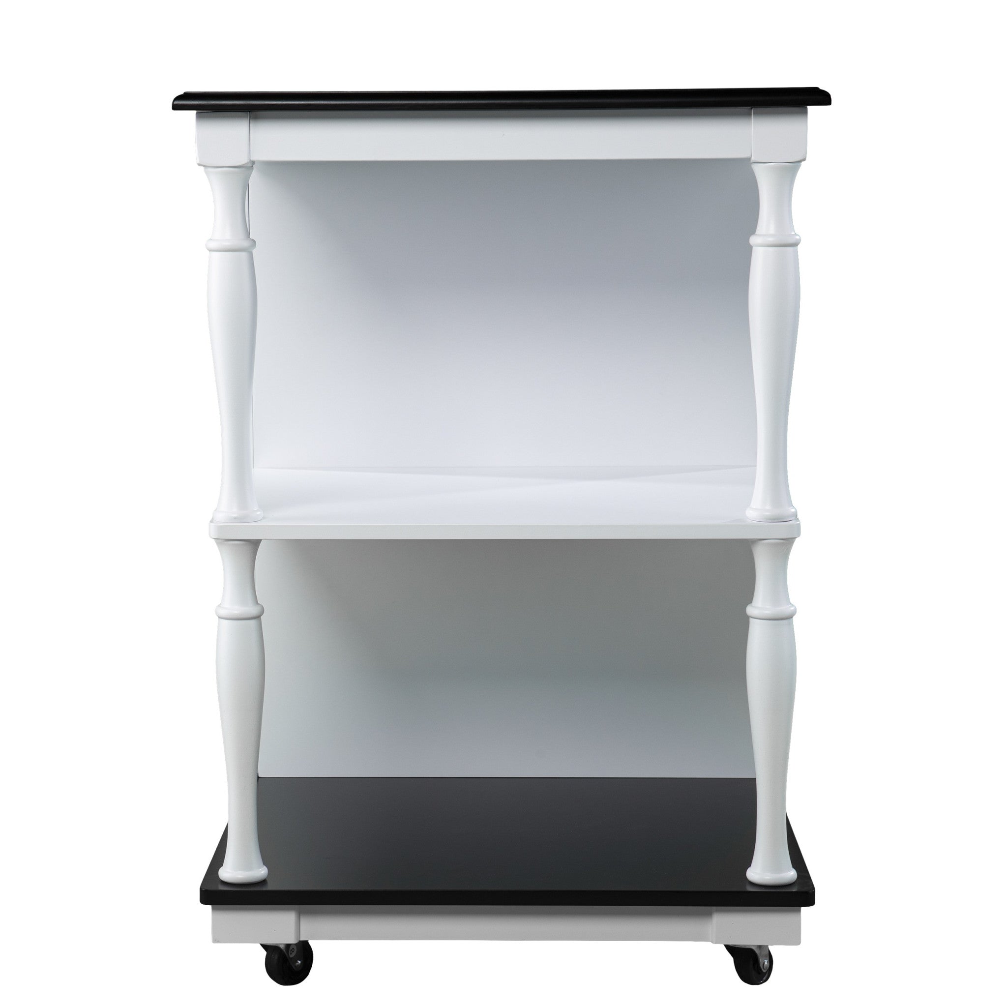 Black and White and Black 39" Rolling Kitchen Island With Storage