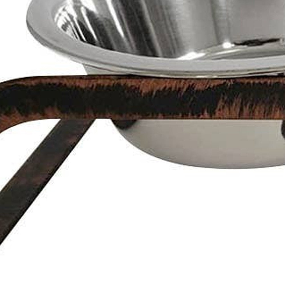 Rustic Elevated 16oz Two Bowl Dog Feeding Station