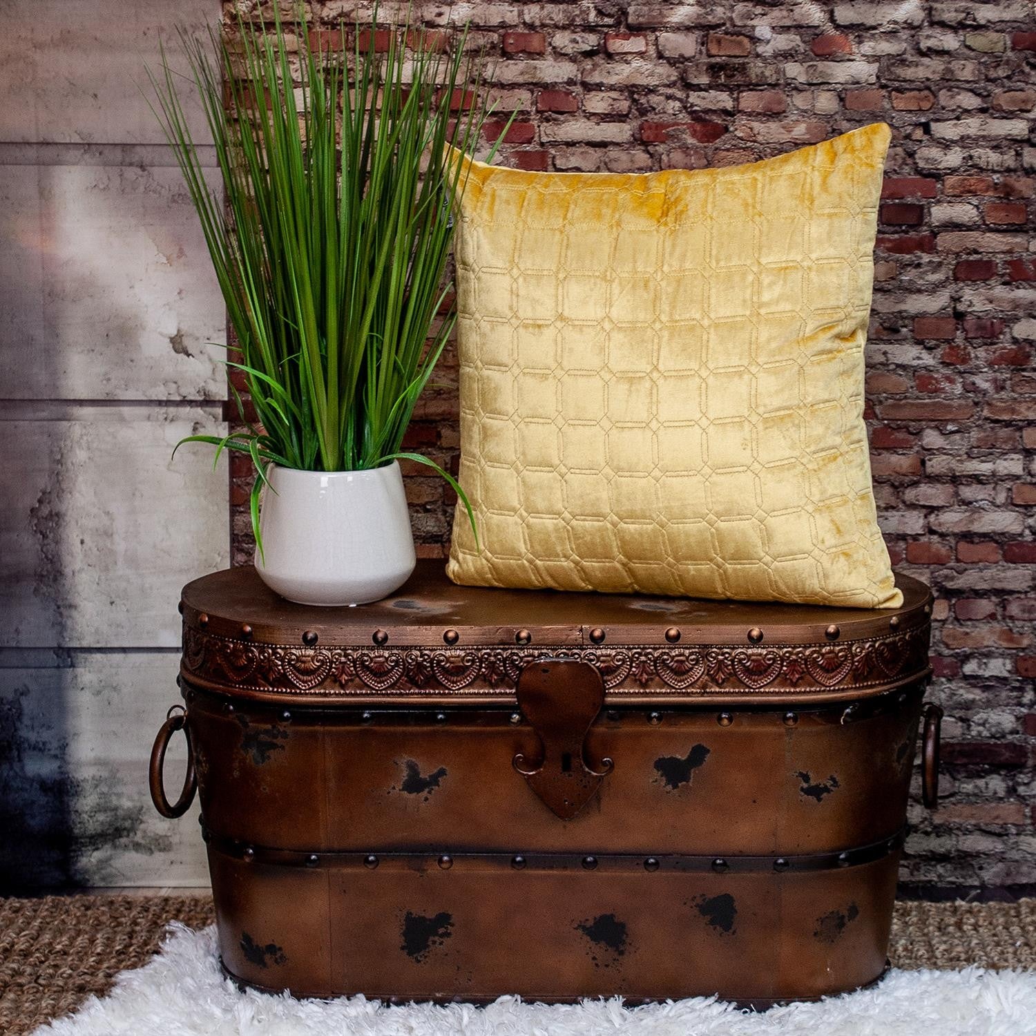 Yellow Quilted Decorative Throw Pillow