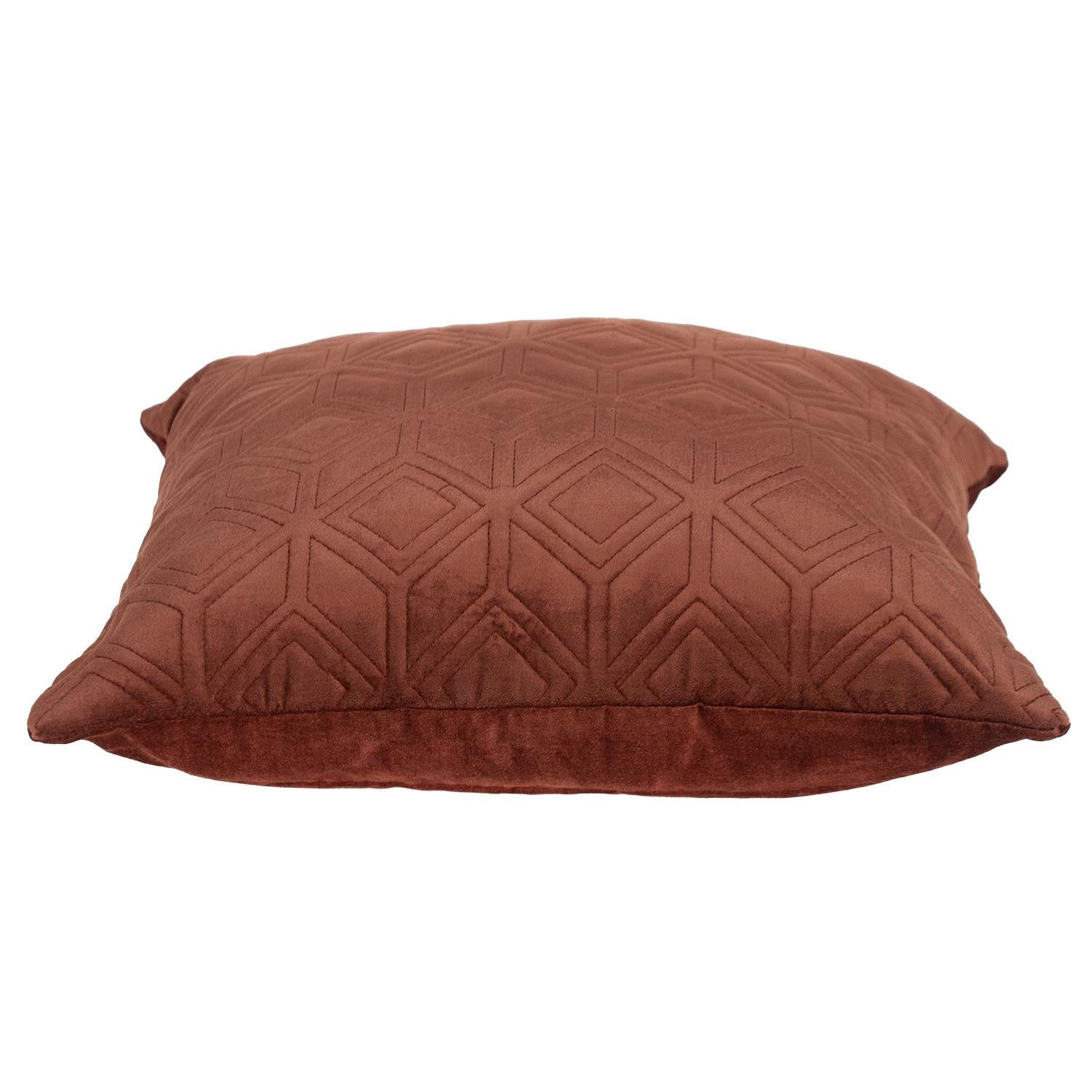 Tufted Diamonds Terra Cotta Velvet Accent Pillow