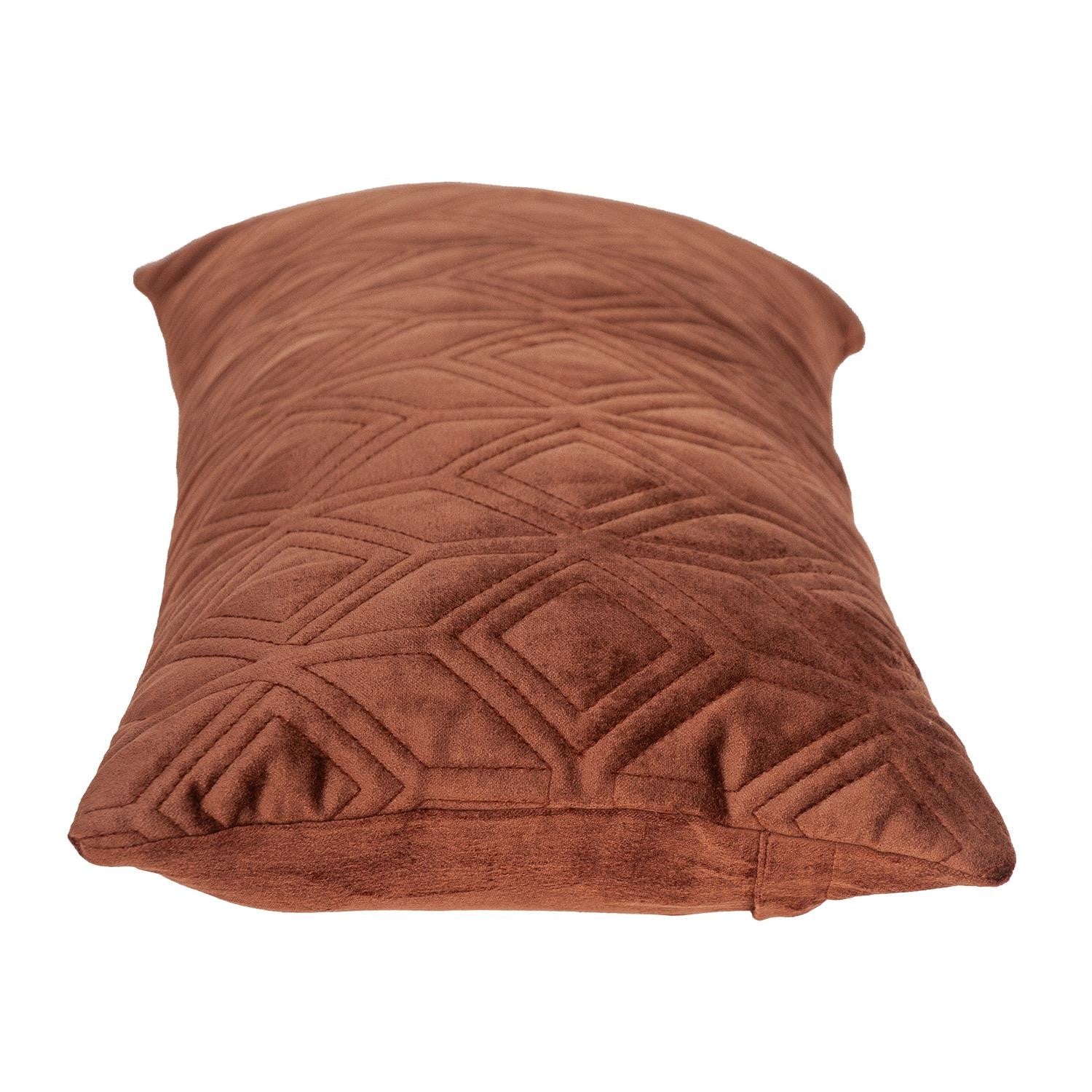 Tufted Diamonds Terra Cotta Velvet Lumbar Accent Pillow