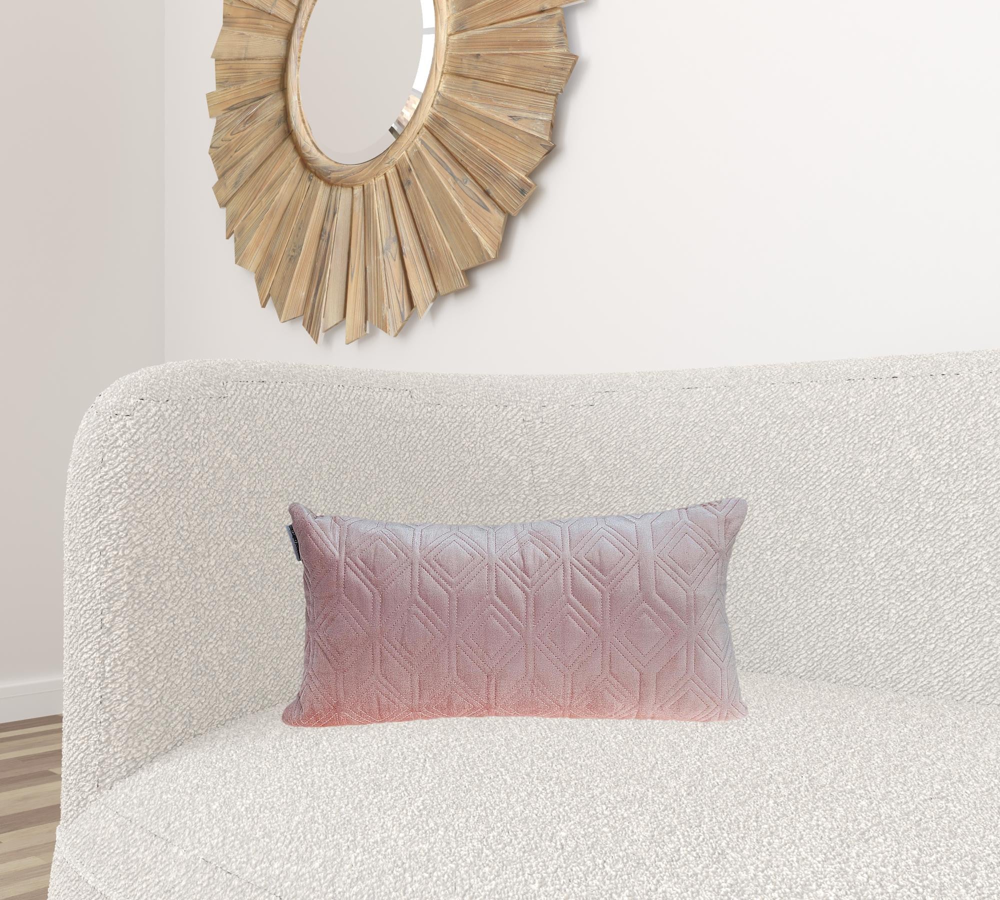 Tufted Diamonds Rose Gold Velvet Lumbar Accent Pillow