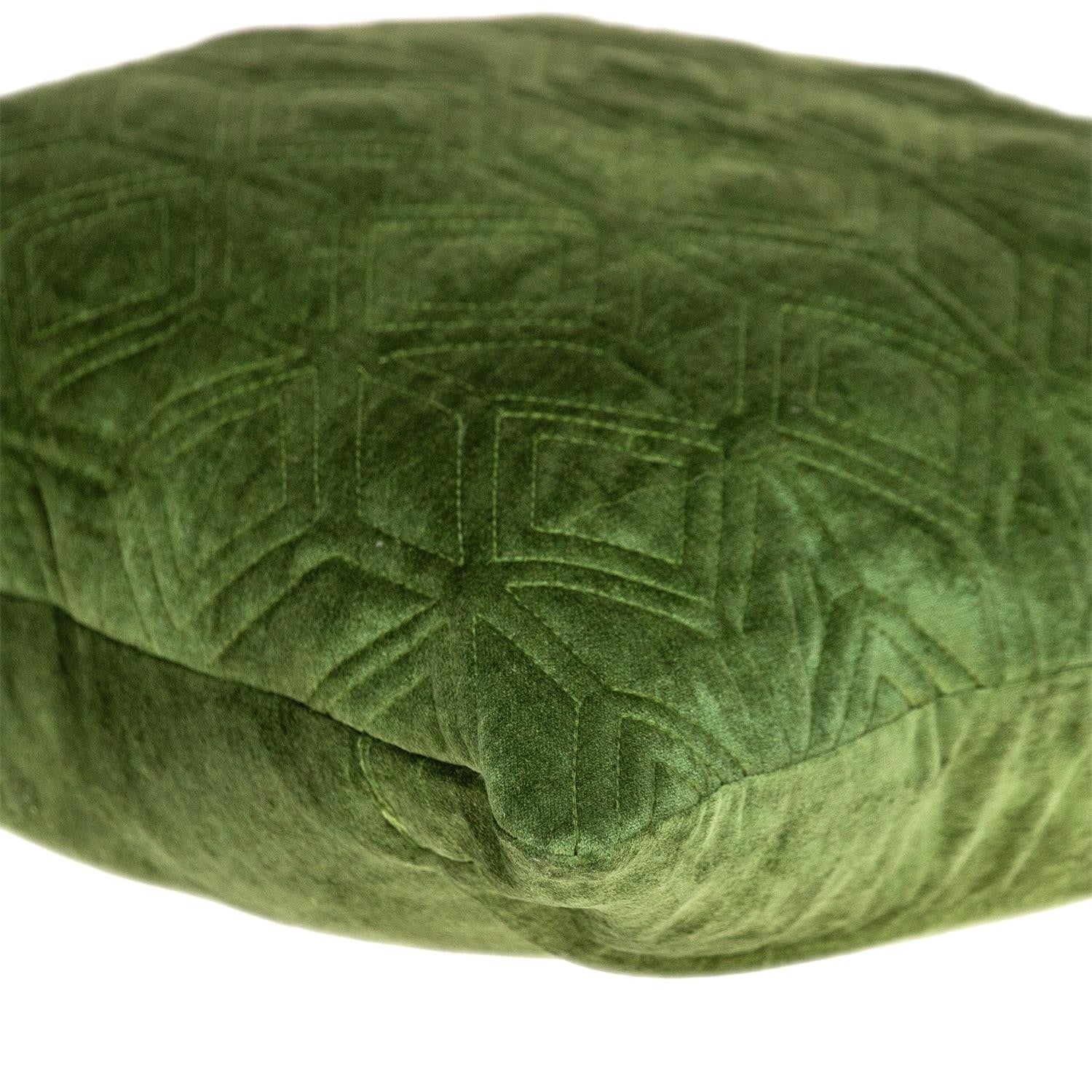 Tufted Diamonds Olive Velvet Accent Pillow