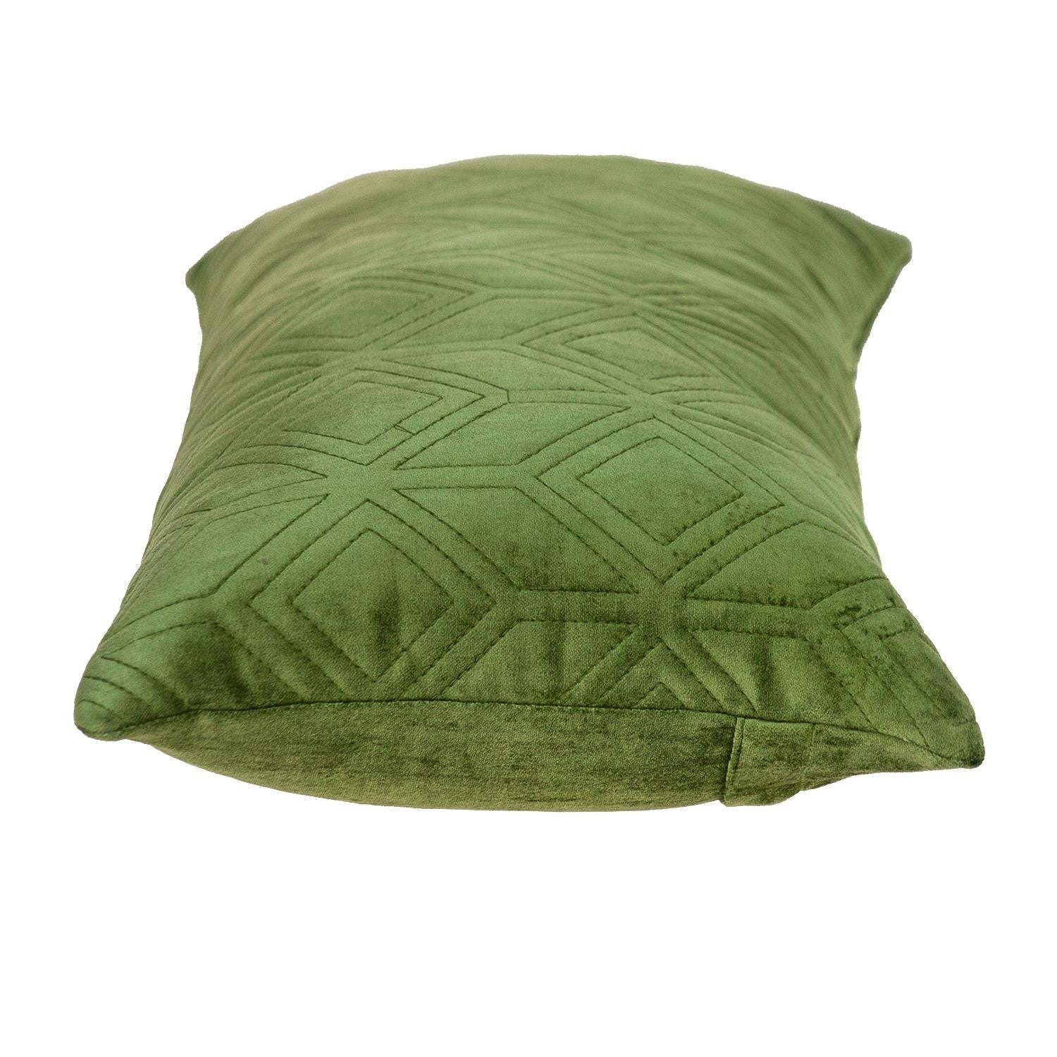 Tufted Diamonds Olive Velvet Lumbar Accent Pillow